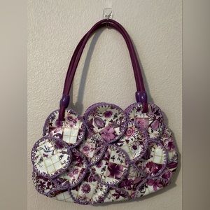Purple flower shoulder bag